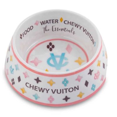 Chewy Vuitton Dog Bowl - White